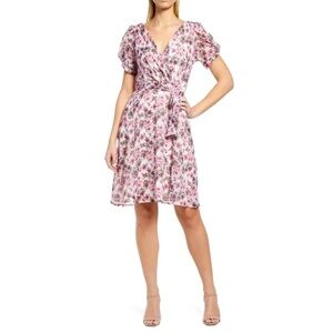 Connected Apparel Womens size 12 Tie front chiffon knee length dress